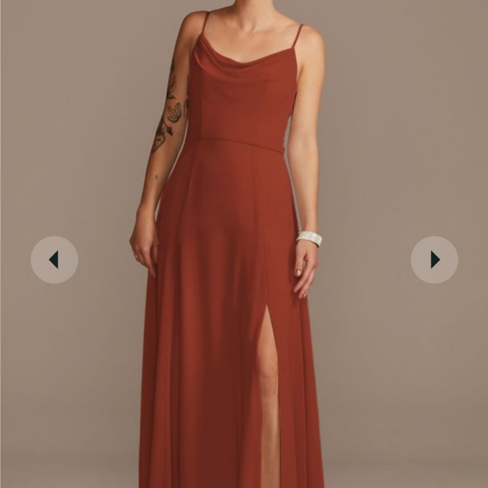 Cinnamon Cowl Neck Bridesmaid Dress